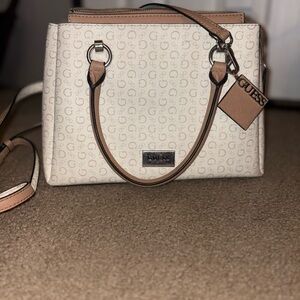 GUESS Beige and Brown Satchel